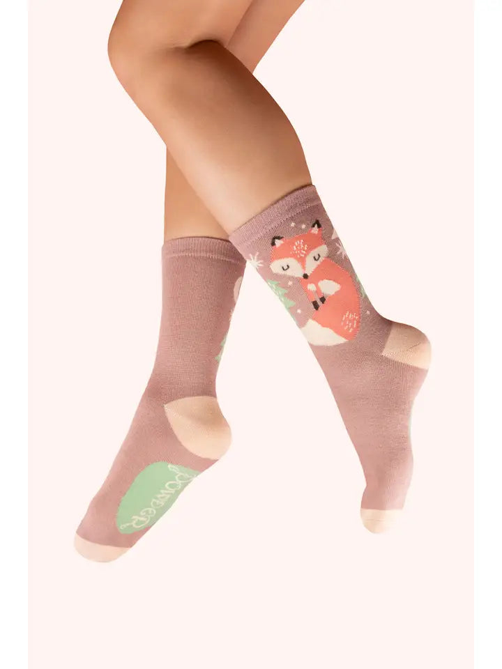 SCANDI FOX ANKLE SOCKS-MOCHA-POWDER