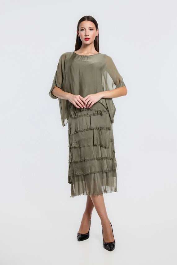GAIL TIERED RUFFLE DRESS-ONE SIZE-TEES BY TINA