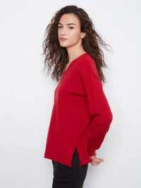 BASIC LONG SLEEVE V-NECK SWEATER-EQUESTRIAN-CHARLIE B