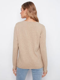 BASIC LONG SLEEVE V-NECK SWEATER-WALNUT-CHARLIE B