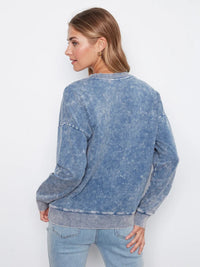 L/S V-NECK EMBROIDERED TOP-CHARLIE B