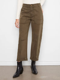 SMOOTH TWILL BARREL PANT-OLIVE-CHARLIE B