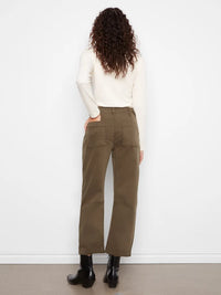 SMOOTH TWILL BARREL PANT-OLIVE-CHARLIE B