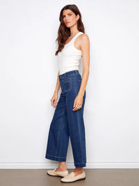 CROPPED FLARE PATCH POCKET JEAN-INDIGO-CHARLIE B