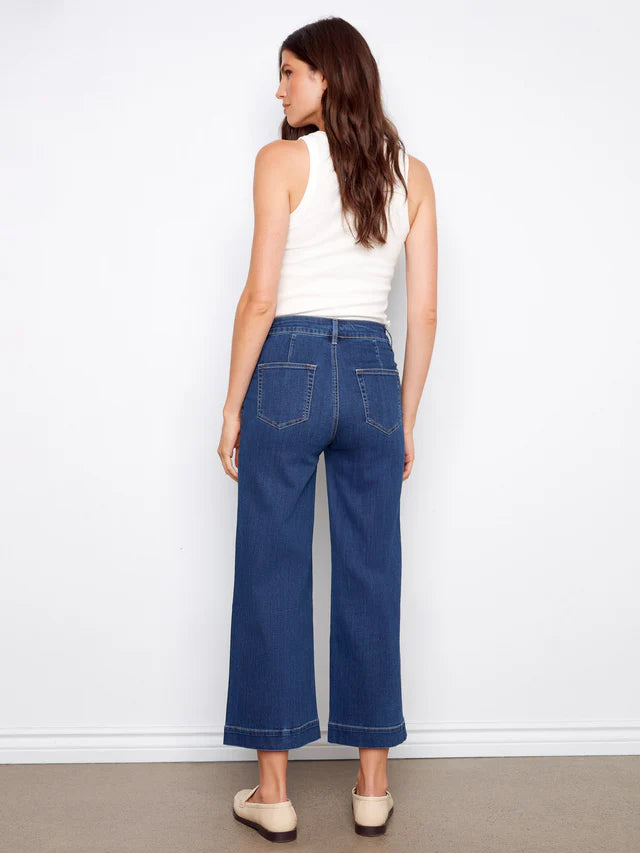 CROPPED FLARE PATCH POCKET JEAN-INDIGO-CHARLIE B