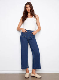 CROPPED FLARE PATCH POCKET JEAN-INDIGO-CHARLIE B