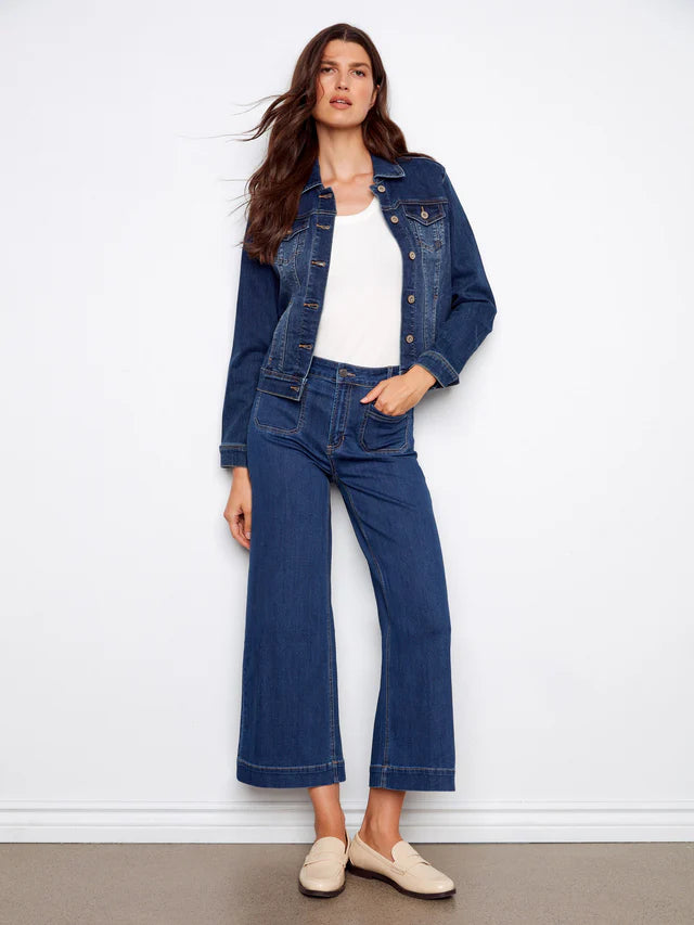 CROPPED FLARE PATCH POCKET JEAN-INDIGO-CHARLIE B