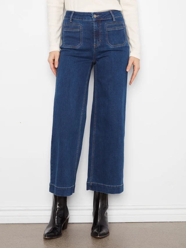 CROPPED FLARE PATCH POCKET JEAN-INDIGO-CHARLIE B