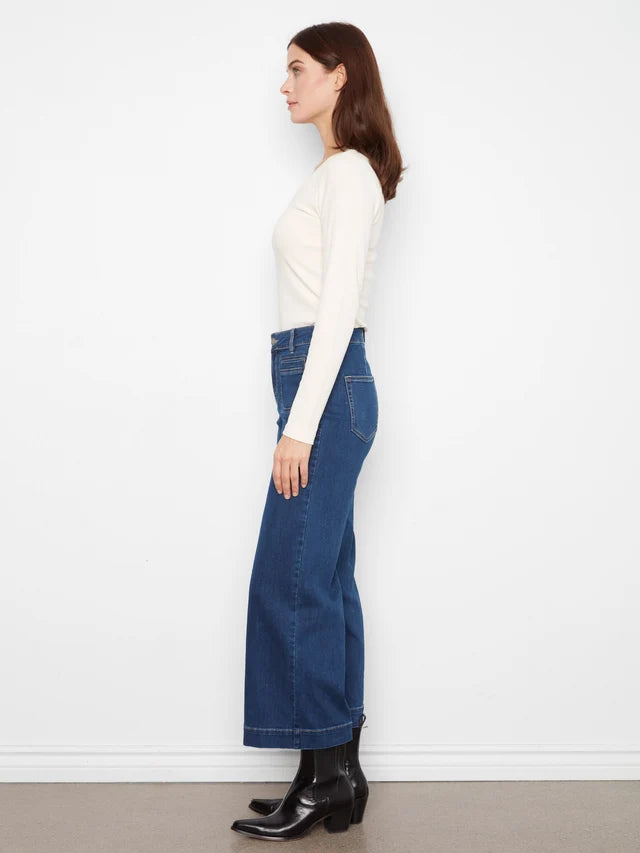 CROPPED FLARE PATCH POCKET JEAN-INDIGO-CHARLIE B