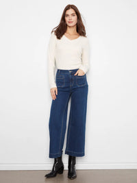 CROPPED FLARE PATCH POCKET JEAN-INDIGO-CHARLIE B