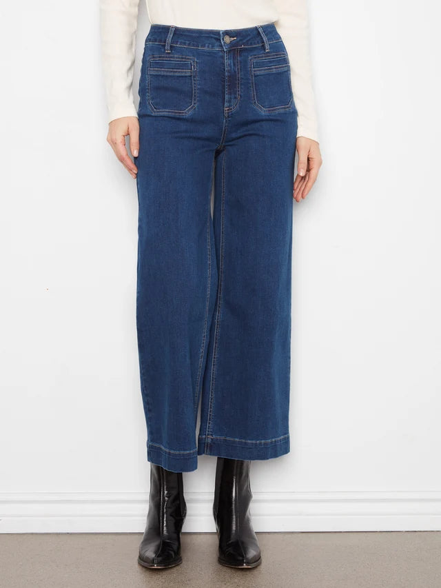 CROPPED FLARE PATCH POCKET JEAN-INDIGO-CHARLIE B
