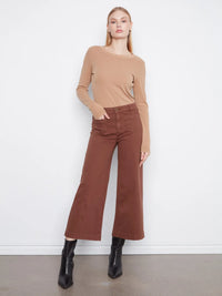 CROPPED FLARE PATCH POCKET JEAN-CHOCOLATE-CHARLIE B