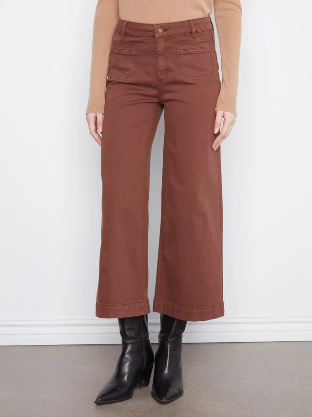 CROPPED FLARE PATCH POCKET JEAN-CHOCOLATE-CHARLIE B