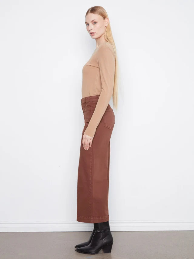 CROPPED FLARE PATCH POCKET JEAN-CHOCOLATE-CHARLIE B