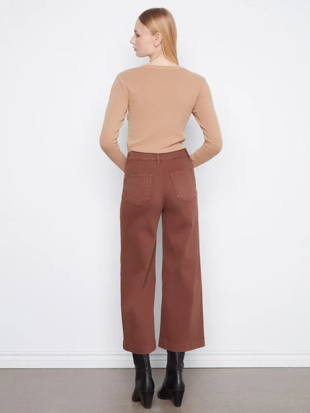CROPPED FLARE PATCH POCKET JEAN-CHOCOLATE-CHARLIE B