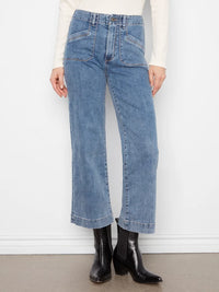 CROP WIDE LEG W/PATCH POCKET-MEDIUM BLUE-CHARLIE B
