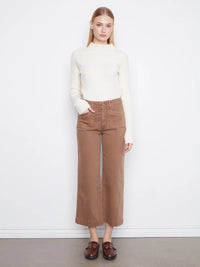 TWILL CROP WIDE LEG W/PATCH POCKET-TRUFFLE-CHARLIE B
