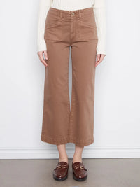 TWILL CROP WIDE LEG W/PATCH POCKET-TRUFFLE-CHARLIE B