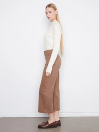 TWILL CROP WIDE LEG W/PATCH POCKET-TRUFFLE-CHARLIE B