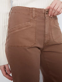 TWILL CROP WIDE LEG W/PATCH POCKET-TRUFFLE-CHARLIE B