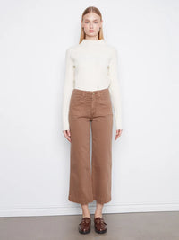 TWILL CROP WIDE LEG W/PATCH POCKET-TRUFFLE-CHARLIE B
