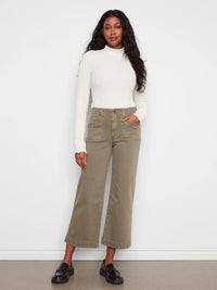 TWILL CROP WIDE LEG W/PATCH POCKET-VERVEINE-CHARLIE B
