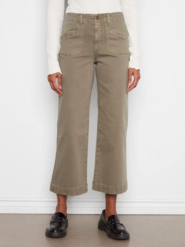 TWILL CROP WIDE LEG W/PATCH POCKET-VERVEINE-CHARLIE B