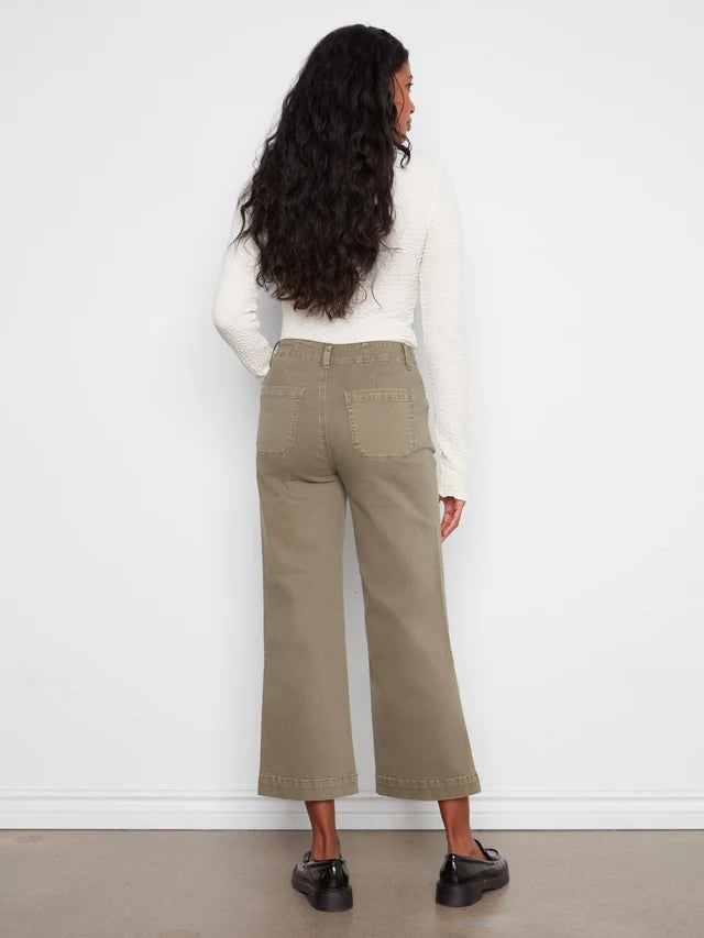 TWILL CROP WIDE LEG W/PATCH POCKET-VERVEINE-CHARLIE B