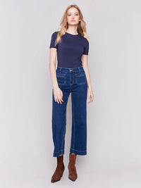 CROPPED FLARE PATCH POCKET JEAN-INDIGO-CHARLIE B