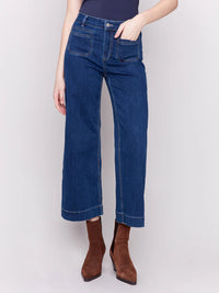 CROPPED FLARE PATCH POCKET JEAN-INDIGO-CHARLIE B