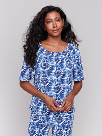 LILY PRINT OFF SHOULDER KNIT TOP-CHARLIE B