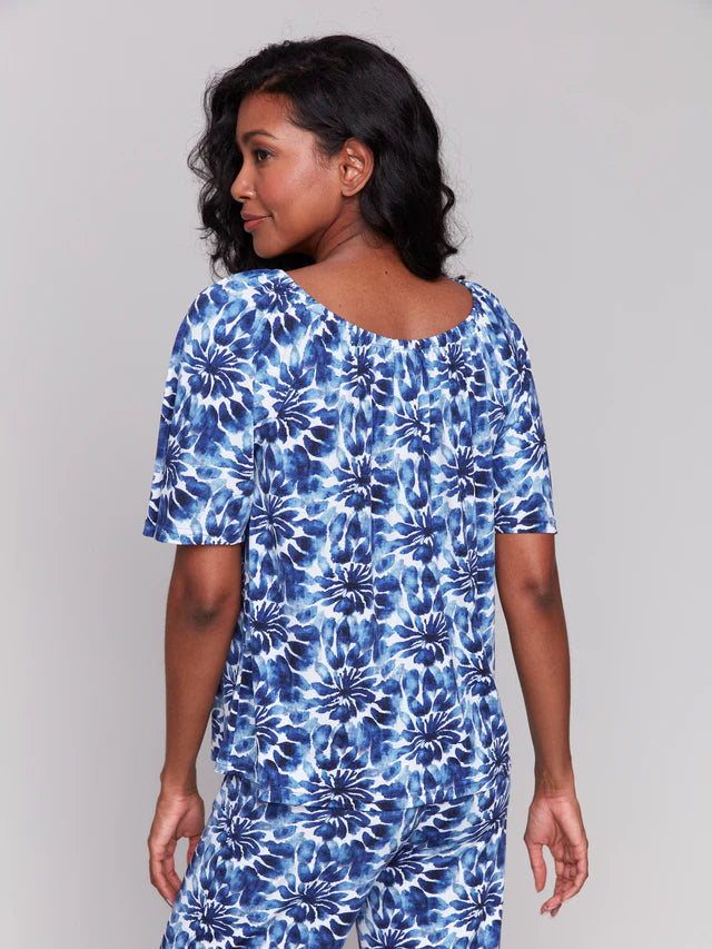 LILY PRINT OFF SHOULDER KNIT TOP-CHARLIE B