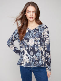 POSH PRINTED V-NECK SWEATER-CHARLIE B