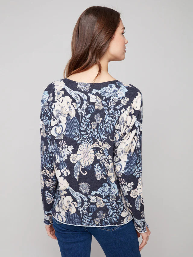 POSH PRINTED V-NECK SWEATER-CHARLIE B