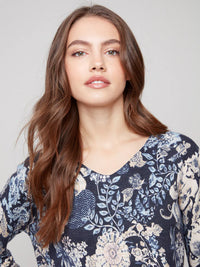 POSH PRINTED V-NECK SWEATER-CHARLIE B