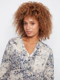 SERAPHINE PRINT ROLL SLEEVE BLOUSE-CHARLIE B