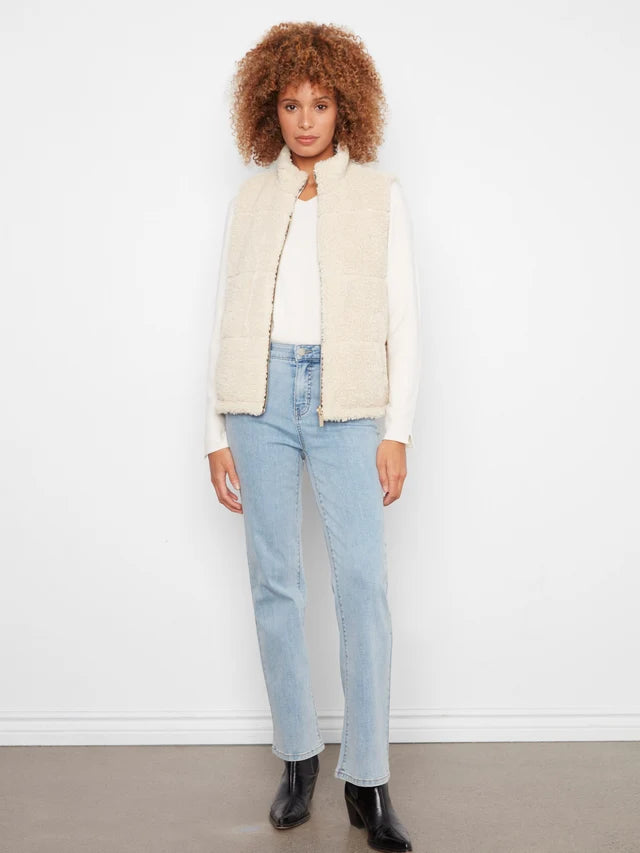 REVERISBLE PLAID SHERPA VEST-CHARLIE B