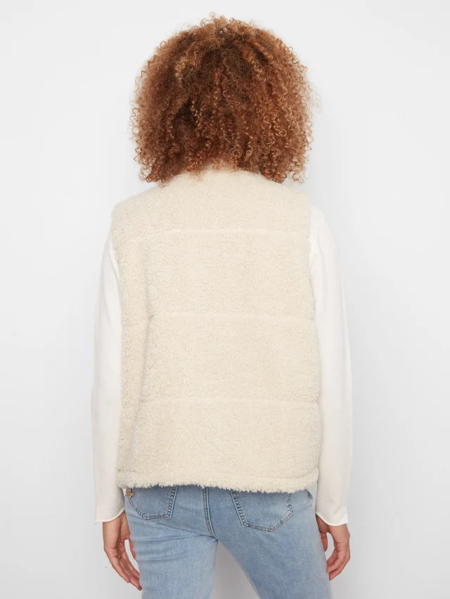 REVERISBLE PLAID SHERPA VEST-CHARLIE B