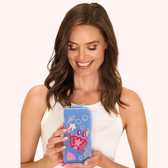 SEAFARING CRAB VELVET SUNGLASS CASE-POWDER