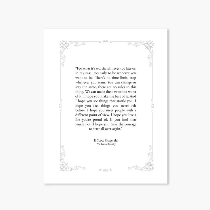 GREAT GATSBY-CLASSIC NOVEL ART PRINT-FOOTNOTES