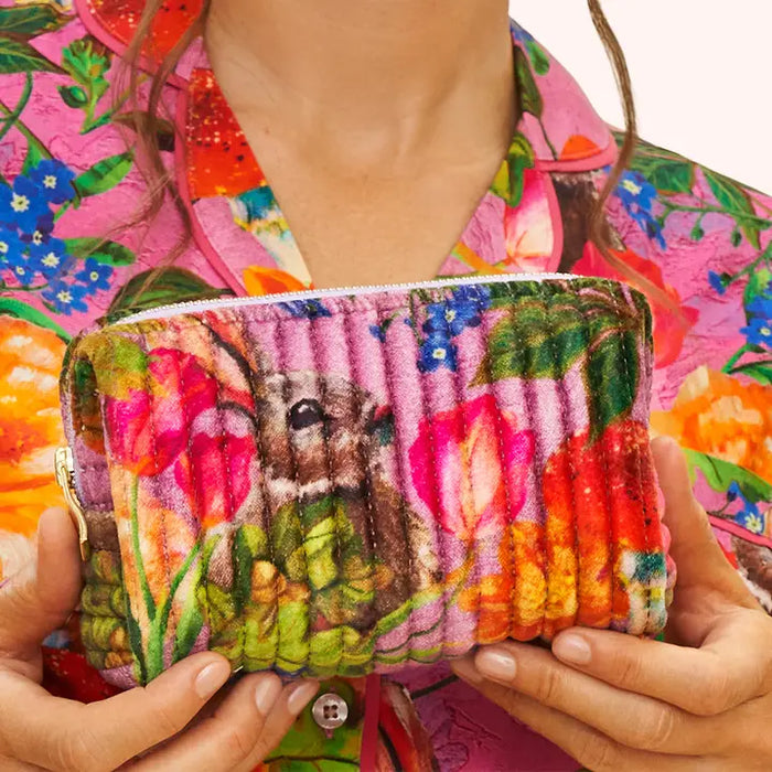 WHIMSICAL WOODLAND SMALL QUILTED VANITY BAG-POWDER