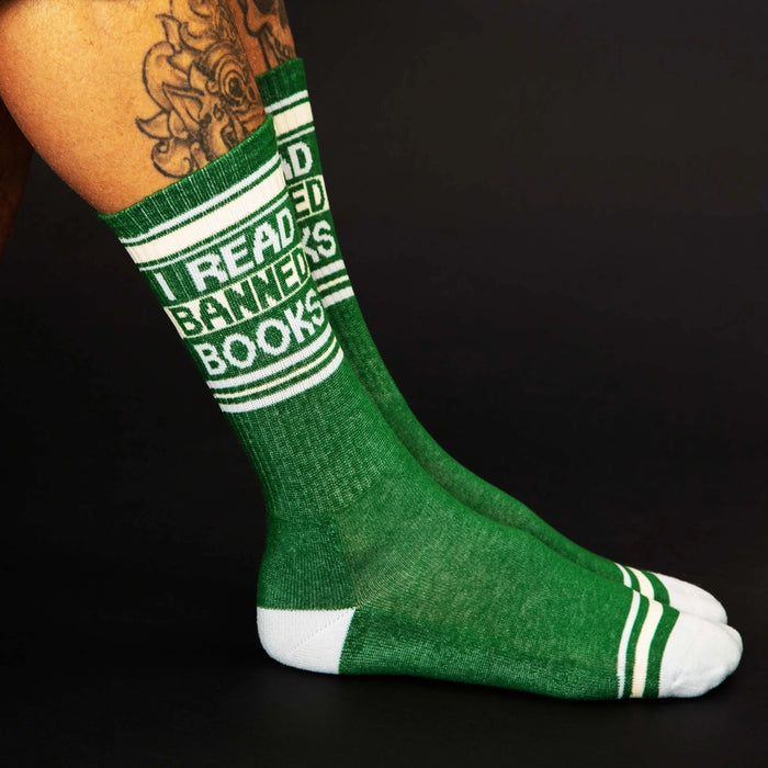 I READ BANNED BOOKS GYM CREW SOCKS-GUMBALL POODLE
