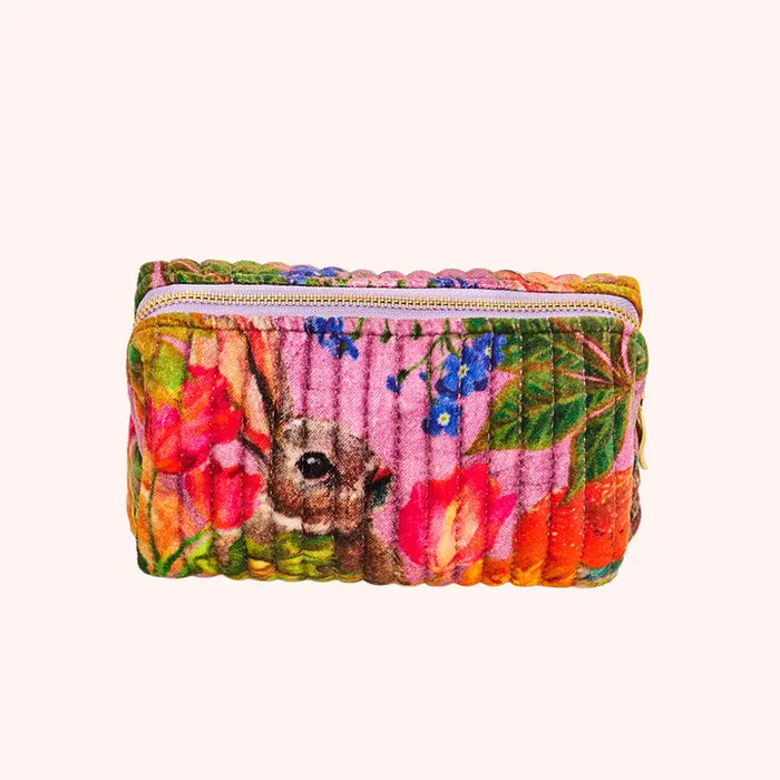 WHIMSICAL WOODLAND SMALL QUILTED VANITY BAG-POWDER