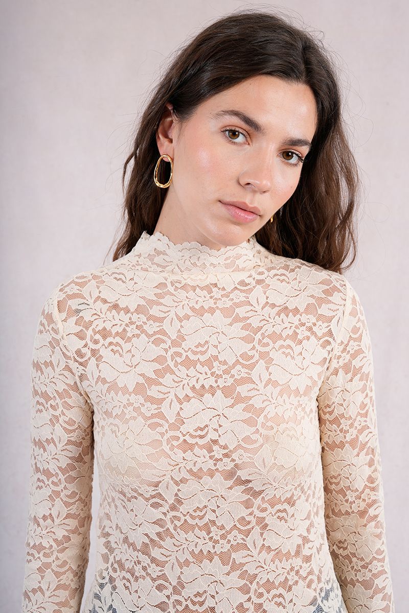 KNIT LACE LONG SLEEVE MOCK TOP-CREAM-MOLLY BRACKEN