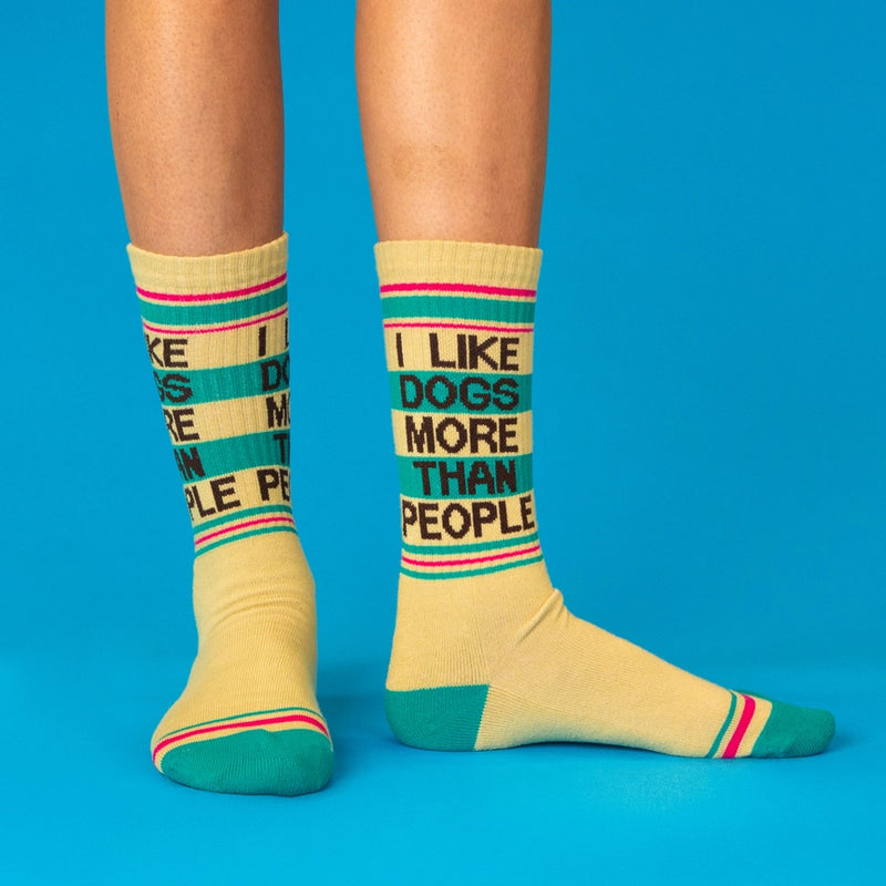 I LIKE DOGS MORE THAN PEOPLE GYM CREW SOCKS-GUMBALL POODLE