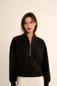 EDIE HALF SIP TOP-BLACK-GABRIELLE BY MOLLY BRACKEN