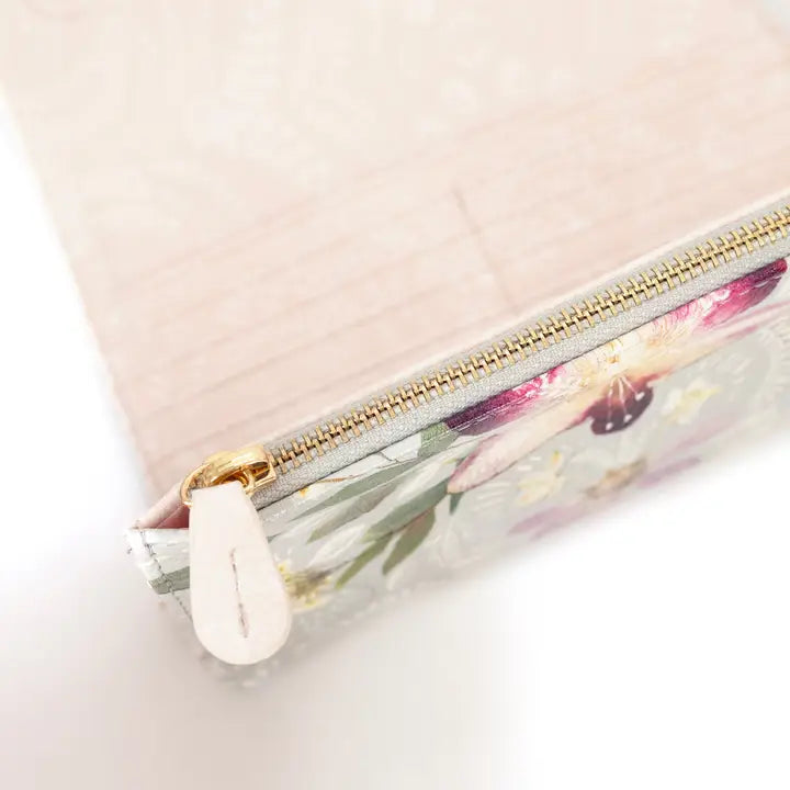 TRI FOLD WALLET-ORCHID LACE-PAPAYA