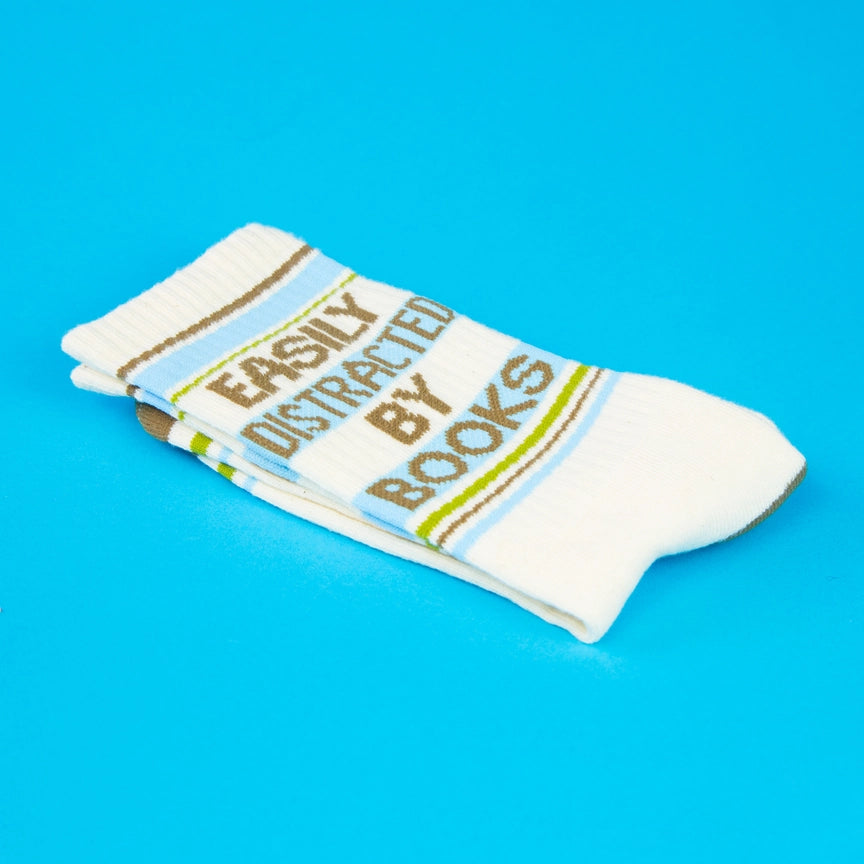 EASILY DISTRACTED BY BOOKS CREW SOCKS-GUMBALL POODLE