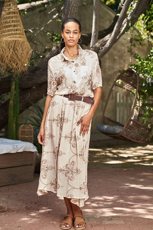 EMBROIDERED TOP/SKIRT SET-NATURAL-PAPARAZZI