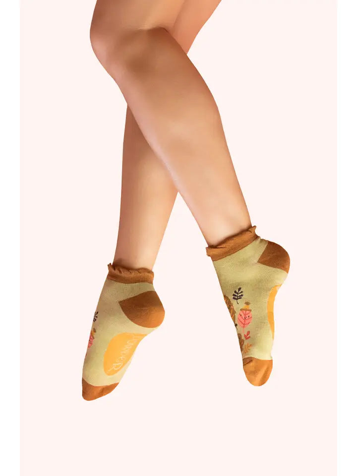 HAPPY LEAVES TRAINER SOCKS-SAGE-POWDER